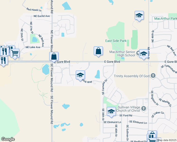 map of restaurants, bars, coffee shops, grocery stores, and more near 3501 East Gore Boulevard in Lawton