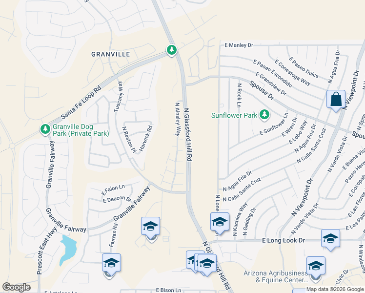map of restaurants, bars, coffee shops, grocery stores, and more near 6820 East Falon Court in Prescott Valley