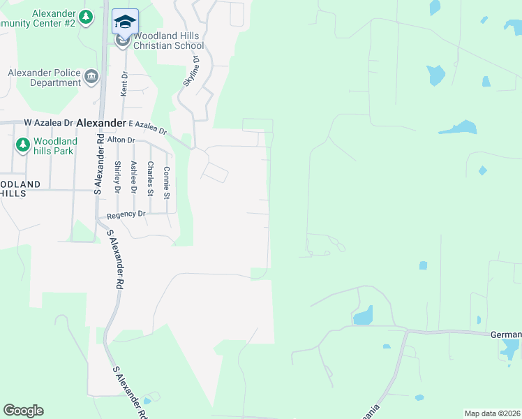 map of restaurants, bars, coffee shops, grocery stores, and more near 9128 Pleasant Valley Drive in Alexander