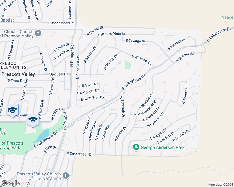 map of restaurants, bars, coffee shops, grocery stores, and more near 4500 North Jokake Circle in Prescott Valley