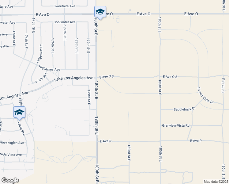 map of restaurants, bars, coffee shops, grocery stores, and more near 181st Street East in Los Angeles County