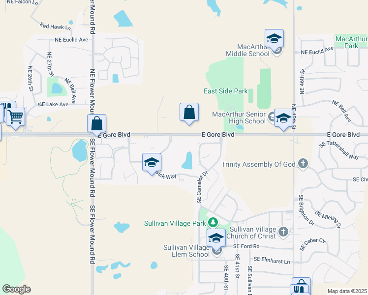 map of restaurants, bars, coffee shops, grocery stores, and more near 3501 East Gore Boulevard in Lawton