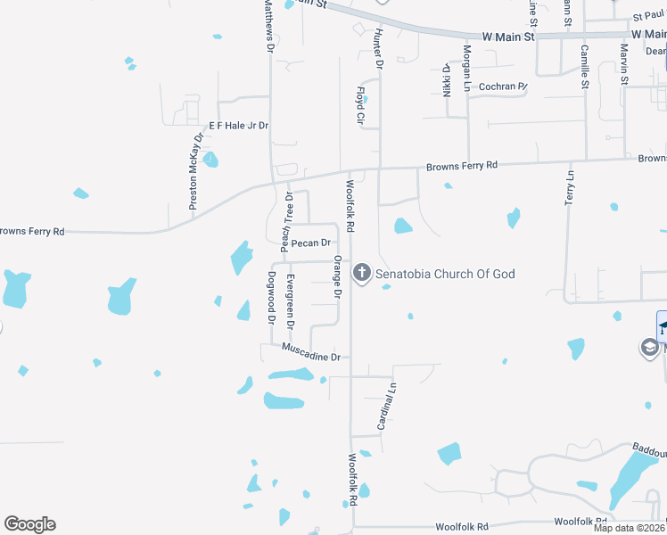 map of restaurants, bars, coffee shops, grocery stores, and more near 117 Country Meadows Drive in Senatobia