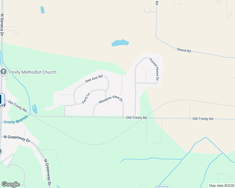 map of restaurants, bars, coffee shops, grocery stores, and more near 606 Meadow View Drive in Trinity
