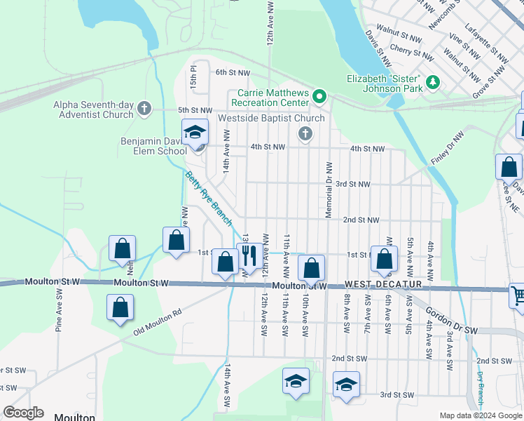 map of restaurants, bars, coffee shops, grocery stores, and more near 305 12th Avenue Northwest in Decatur