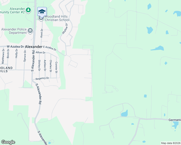 map of restaurants, bars, coffee shops, grocery stores, and more near 6032 Orange Valley Cove in Alexander