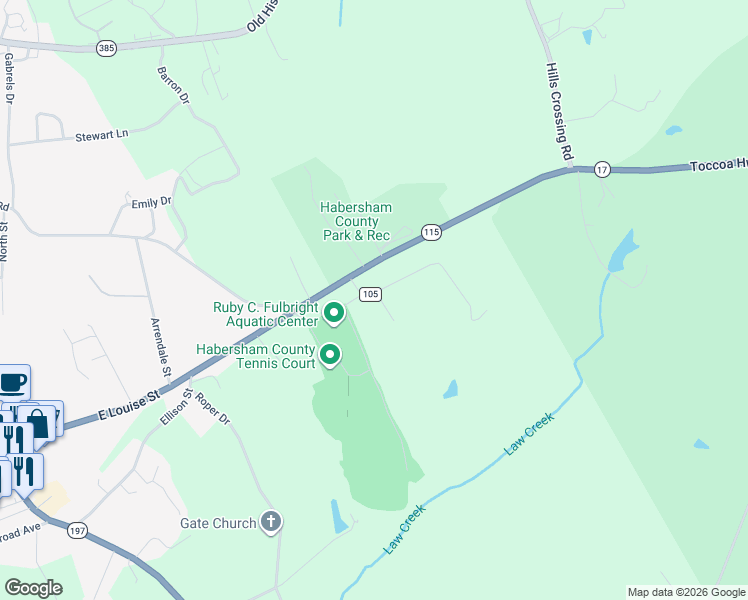 map of restaurants, bars, coffee shops, grocery stores, and more near 534 Paul Franklin Road in Clarkesville