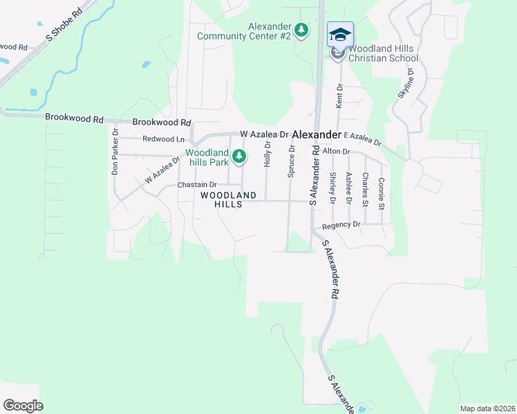 map of restaurants, bars, coffee shops, grocery stores, and more near 15505 Dogwood Ranchette Drive in Alexander
