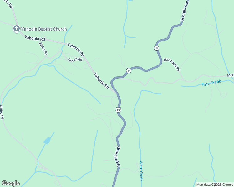 map of restaurants, bars, coffee shops, grocery stores, and more near 201 Yahoola Road in Dahlonega