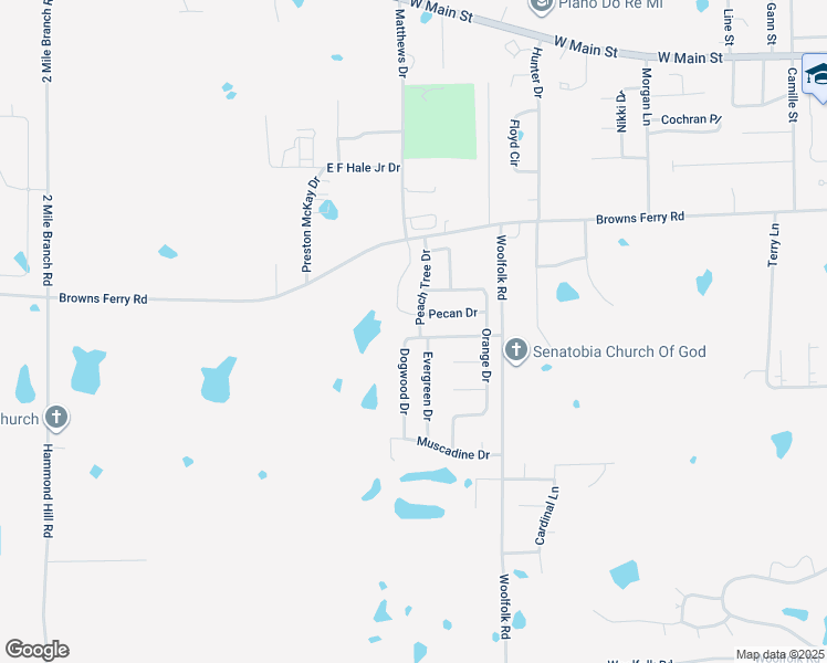 map of restaurants, bars, coffee shops, grocery stores, and more near 100 Dogwood Drive in Senatobia