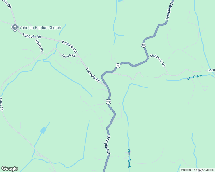 map of restaurants, bars, coffee shops, grocery stores, and more near 201 Yahoola Road in Dahlonega