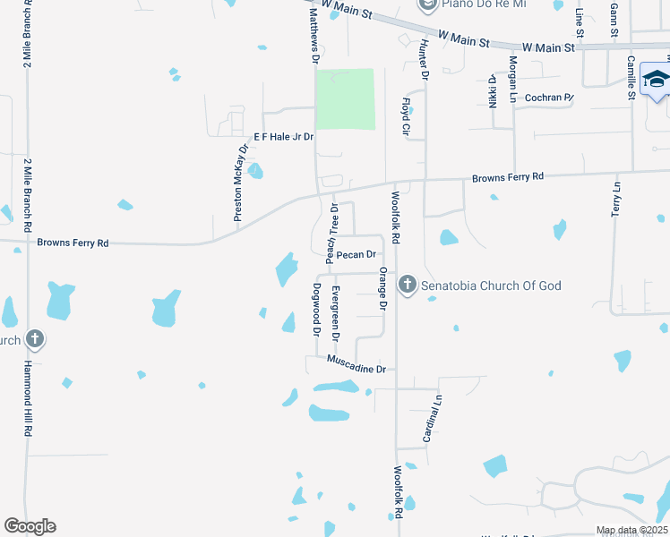 map of restaurants, bars, coffee shops, grocery stores, and more near 100 Dogwood Drive in Senatobia