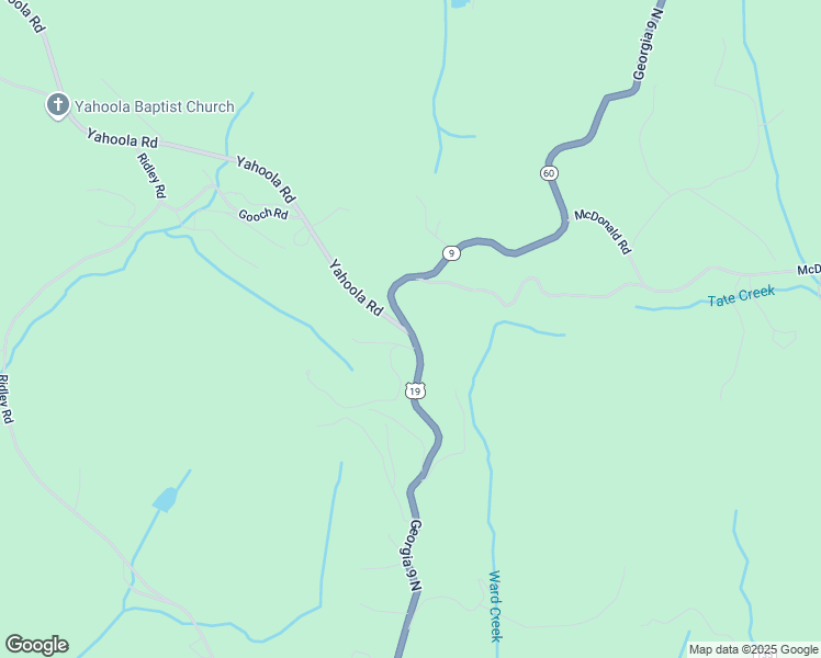 map of restaurants, bars, coffee shops, grocery stores, and more near Yahoola Road in Lumpkin County