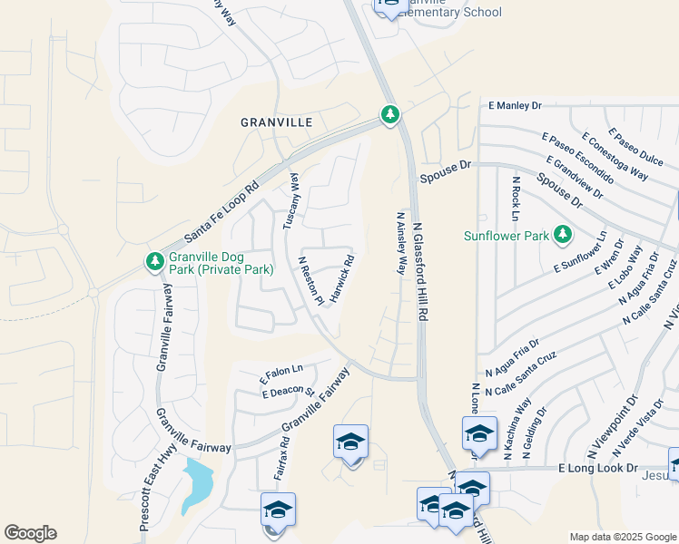 map of restaurants, bars, coffee shops, grocery stores, and more near 6635 Margam Road in Prescott Valley