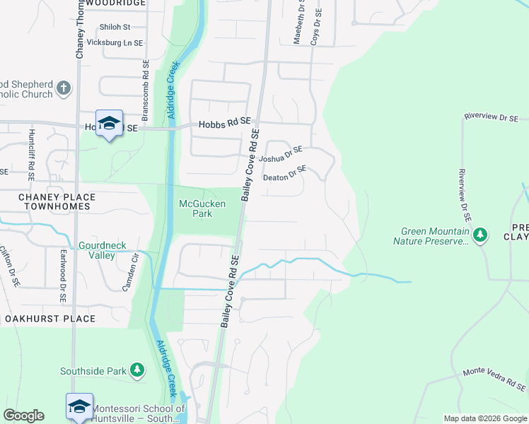 map of restaurants, bars, coffee shops, grocery stores, and more near 1209 Presidents Way Southeast in Huntsville