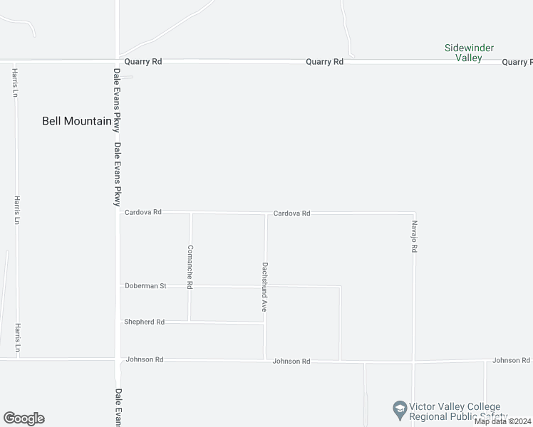 map of restaurants, bars, coffee shops, grocery stores, and more near Cardova Road in Apple Valley