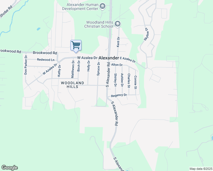 map of restaurants, bars, coffee shops, grocery stores, and more near 15203 Dogwood Ranchette Drive in Alexander