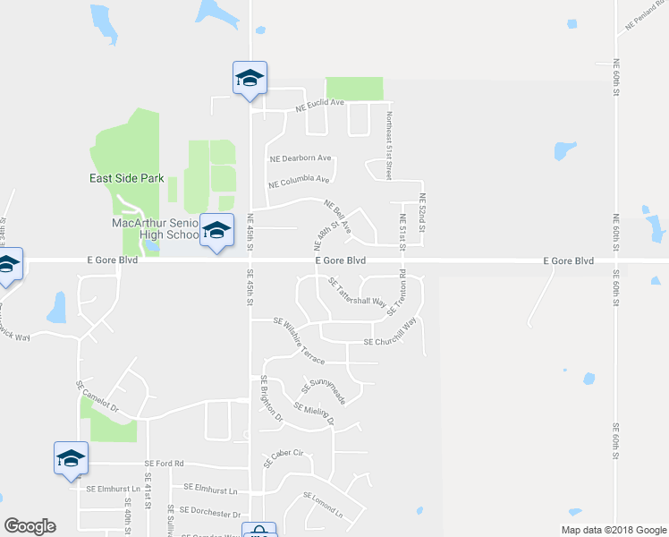 map of restaurants, bars, coffee shops, grocery stores, and more near 4808 Southeast Tattershall Way in Lawton