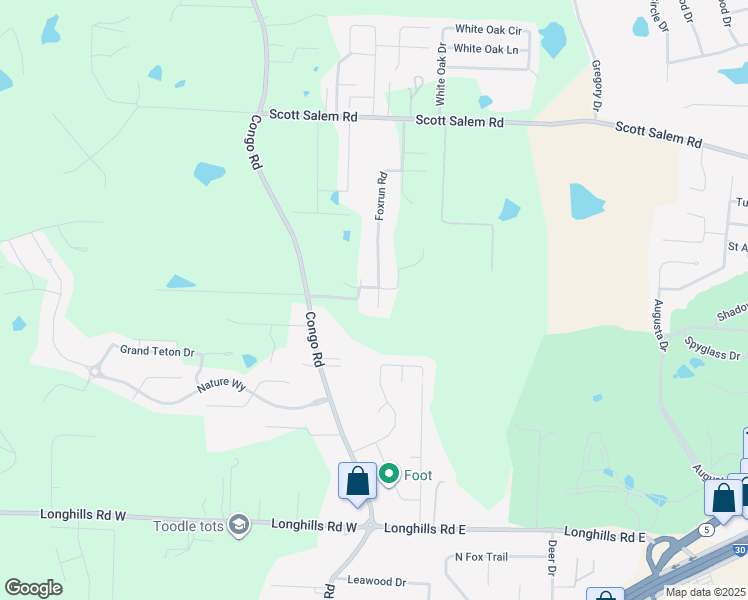map of restaurants, bars, coffee shops, grocery stores, and more near 1413 Foxrun Road in Benton