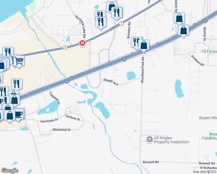 map of restaurants, bars, coffee shops, grocery stores, and more near 2009 Birdie Lane in Bryant