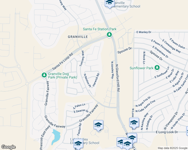 map of restaurants, bars, coffee shops, grocery stores, and more near 6620 East Margam Road in Prescott Valley