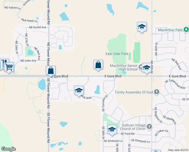 map of restaurants, bars, coffee shops, grocery stores, and more near 3769 East Gore Boulevard in Lawton