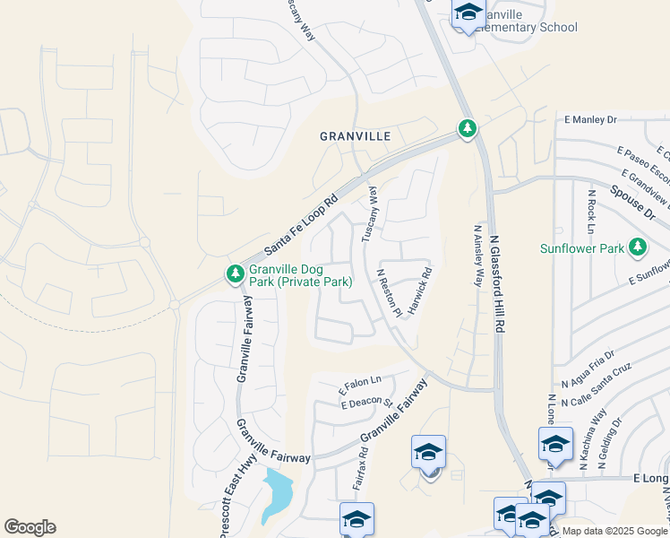map of restaurants, bars, coffee shops, grocery stores, and more near 4630 Pennycare Street in Prescott Valley