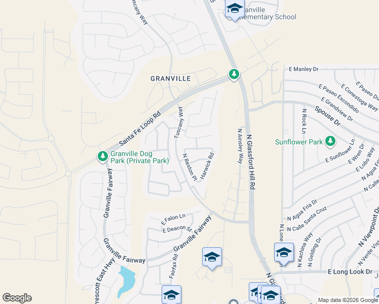map of restaurants, bars, coffee shops, grocery stores, and more near 6548 Barrington Avenue in Prescott Valley