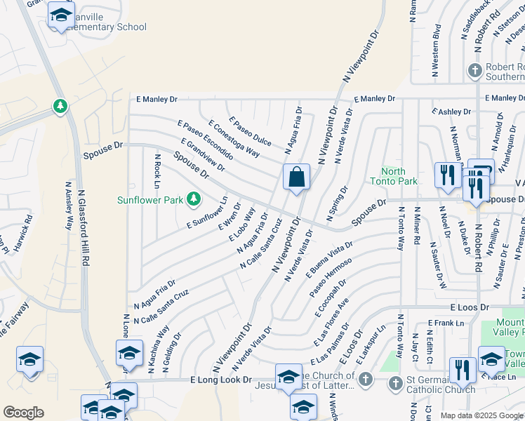 map of restaurants, bars, coffee shops, grocery stores, and more near 4601 North Agua Fria Drive in Prescott Valley