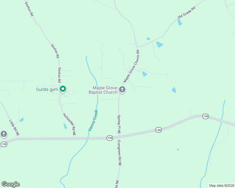 map of restaurants, bars, coffee shops, grocery stores, and more near 3979 Maple Grove Church Road in Resaca