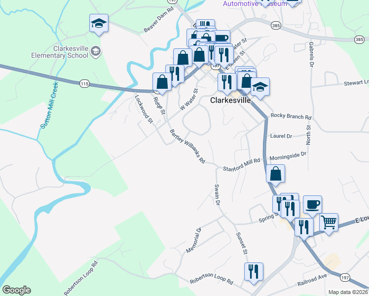map of restaurants, bars, coffee shops, grocery stores, and more near 267 Bartley Wilbanks Road in Clarkesville