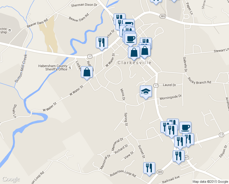 map of restaurants, bars, coffee shops, grocery stores, and more near 260 Bartley Wilbanks Rd in Clarkesville