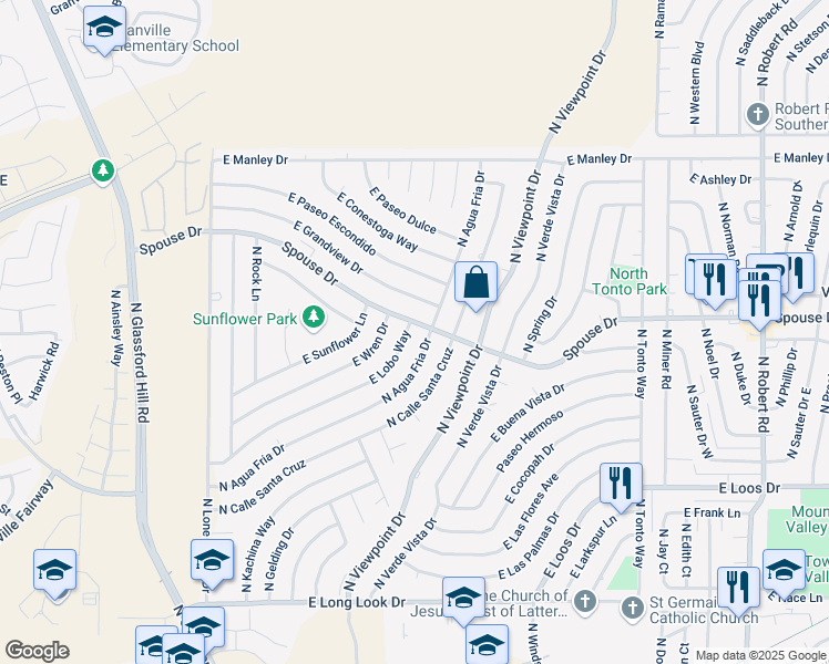 map of restaurants, bars, coffee shops, grocery stores, and more near 4601 North Agua Fria Drive in Prescott Valley