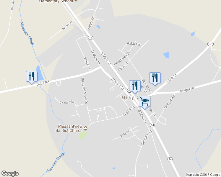 map of restaurants, bars, coffee shops, grocery stores, and more near 60 Spartan Drive in Gray Court