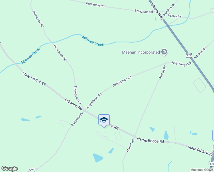 map of restaurants, bars, coffee shops, grocery stores, and more near 107 Jolly Wingo Road in Pendleton