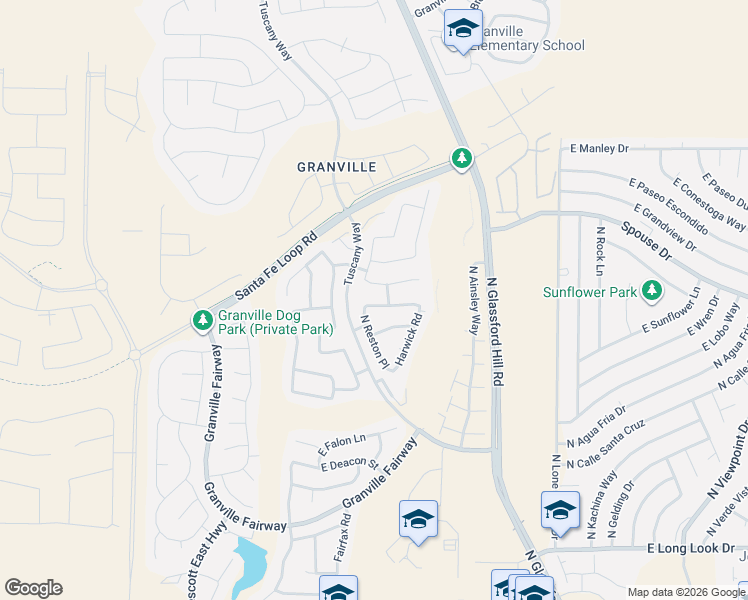 map of restaurants, bars, coffee shops, grocery stores, and more near 6548 Barrington Avenue in Prescott Valley