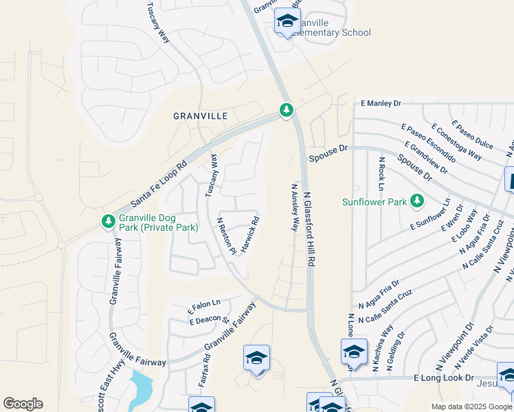 map of restaurants, bars, coffee shops, grocery stores, and more near 6634 Barrington Avenue in Prescott Valley