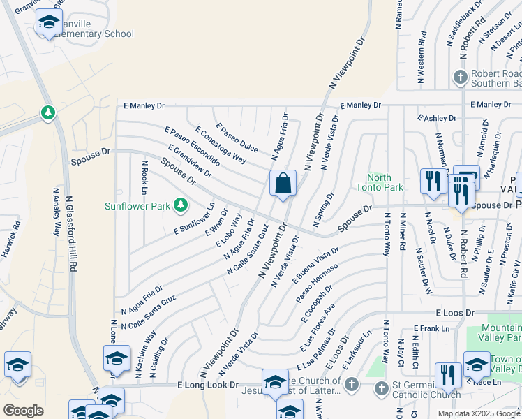 map of restaurants, bars, coffee shops, grocery stores, and more near 4601 North Agua Fria Drive in Prescott Valley