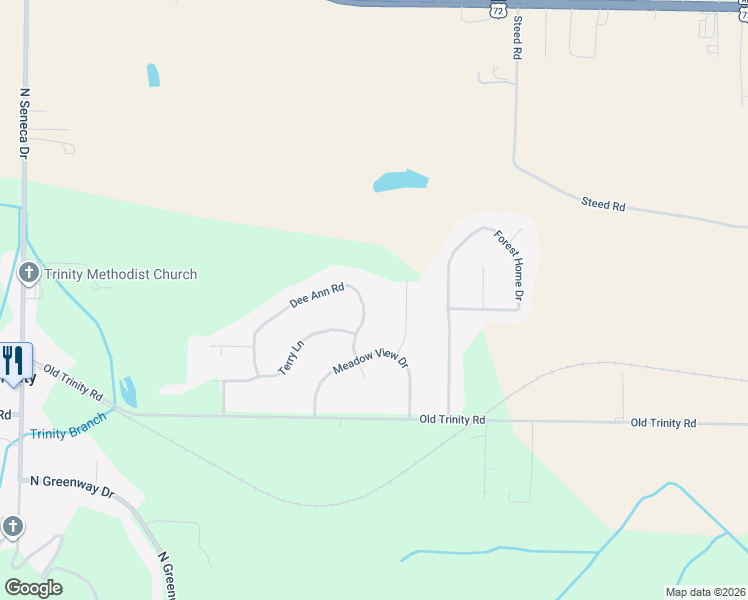 map of restaurants, bars, coffee shops, grocery stores, and more near 222 Dee Ann Road in Trinity