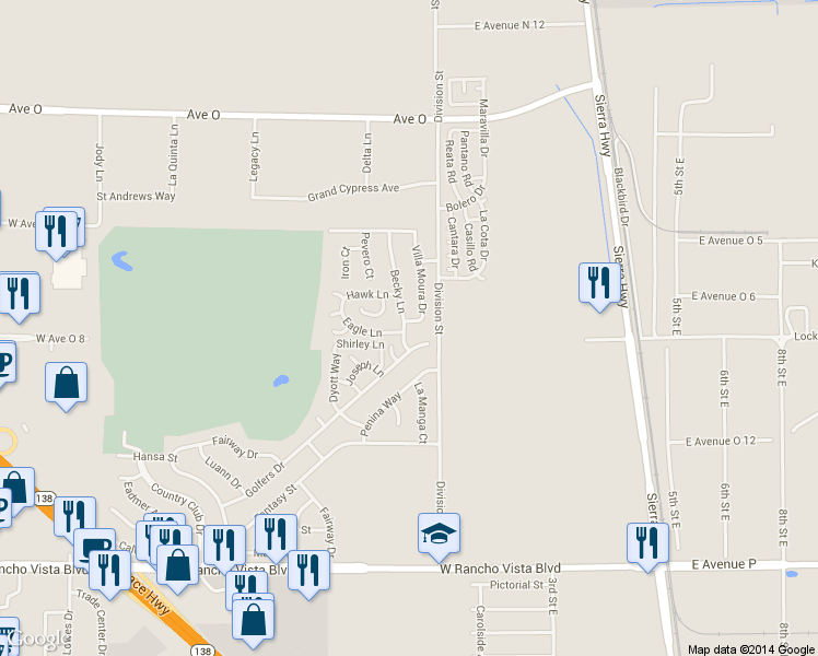 map of restaurants, bars, coffee shops, grocery stores, and more near 40026 Villa Moura Drive in Palmdale
