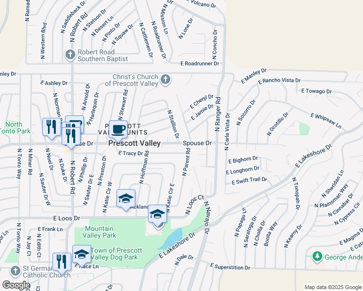 map of restaurants, bars, coffee shops, grocery stores, and more near 8785 Spouse Drive in Prescott Valley