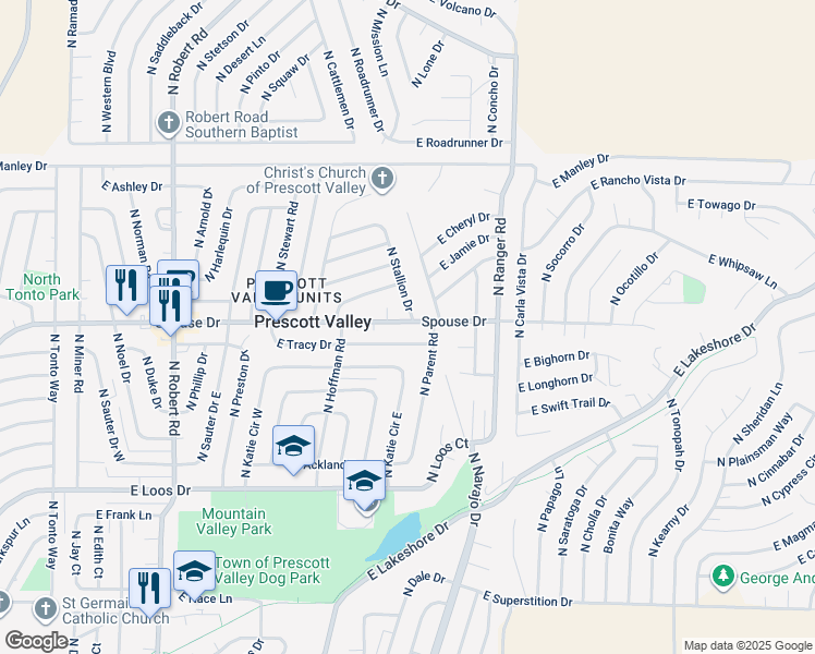 map of restaurants, bars, coffee shops, grocery stores, and more near 8785 Spouse Drive in Prescott Valley