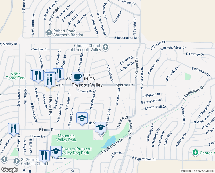 map of restaurants, bars, coffee shops, grocery stores, and more near 8685 Spouse Drive in Prescott Valley
