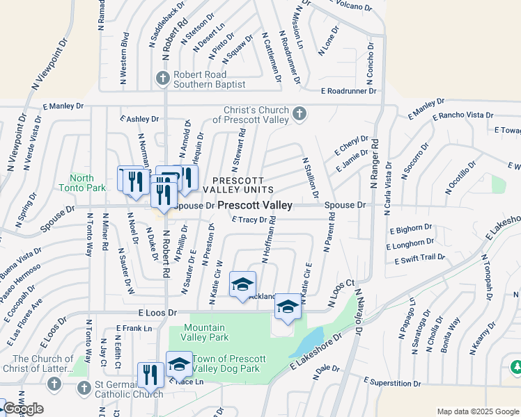 map of restaurants, bars, coffee shops, grocery stores, and more near in Prescott Valley