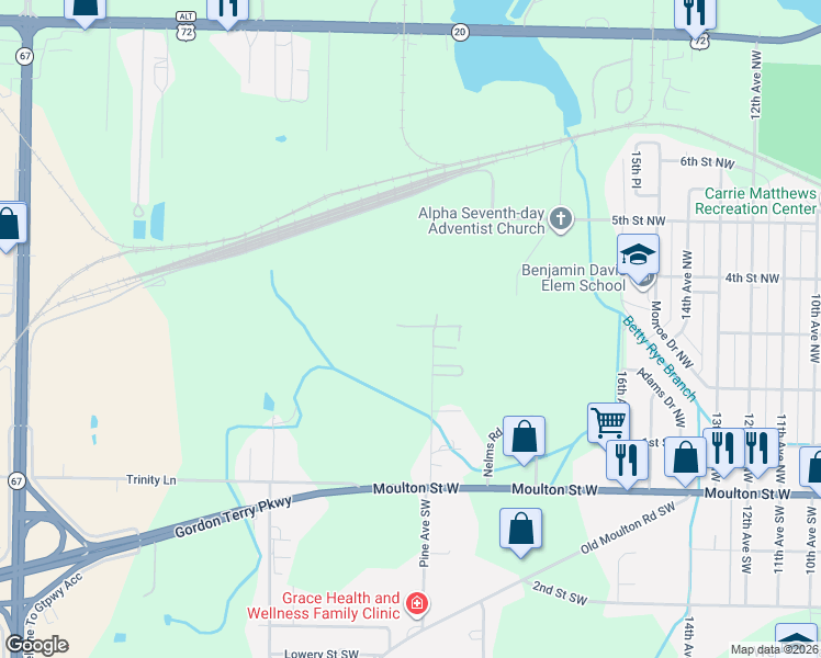 map of restaurants, bars, coffee shops, grocery stores, and more near 221 22nd Avenue Northwest in Decatur