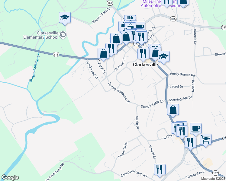 map of restaurants, bars, coffee shops, grocery stores, and more near 267 Bartley Wilbanks Road in Clarkesville