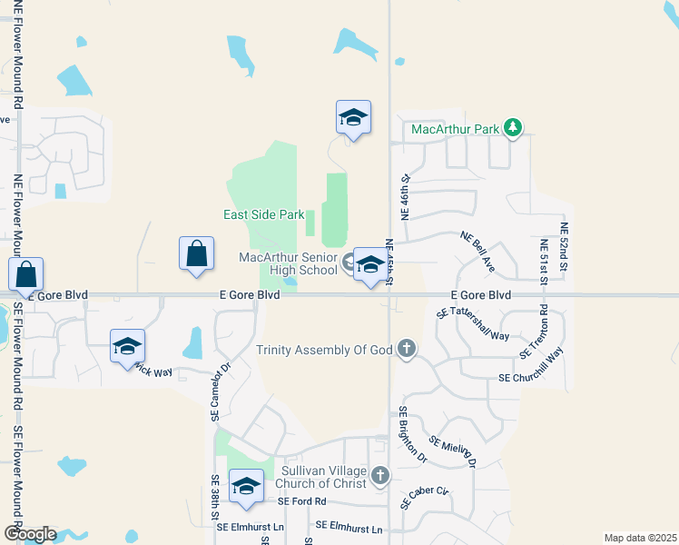 map of restaurants, bars, coffee shops, grocery stores, and more near 4400 East Gore Boulevard in Lawton