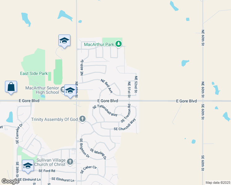 map of restaurants, bars, coffee shops, grocery stores, and more near 4812 NE Bell Ave in Lawton