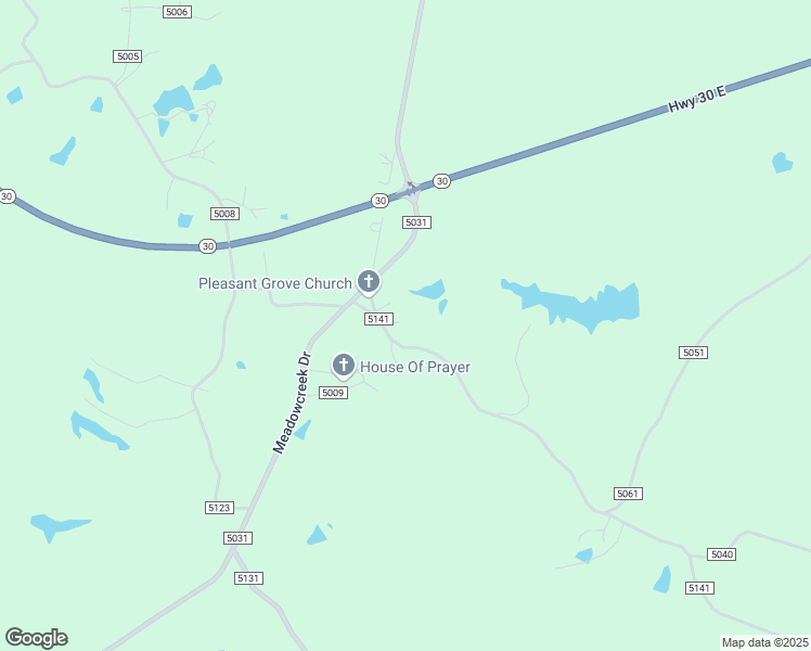 map of restaurants, bars, coffee shops, grocery stores, and more near County Road 5141 in Booneville
