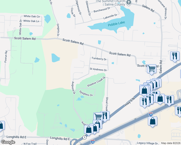 map of restaurants, bars, coffee shops, grocery stores, and more near 2818 Crooked Stick Drive in Benton